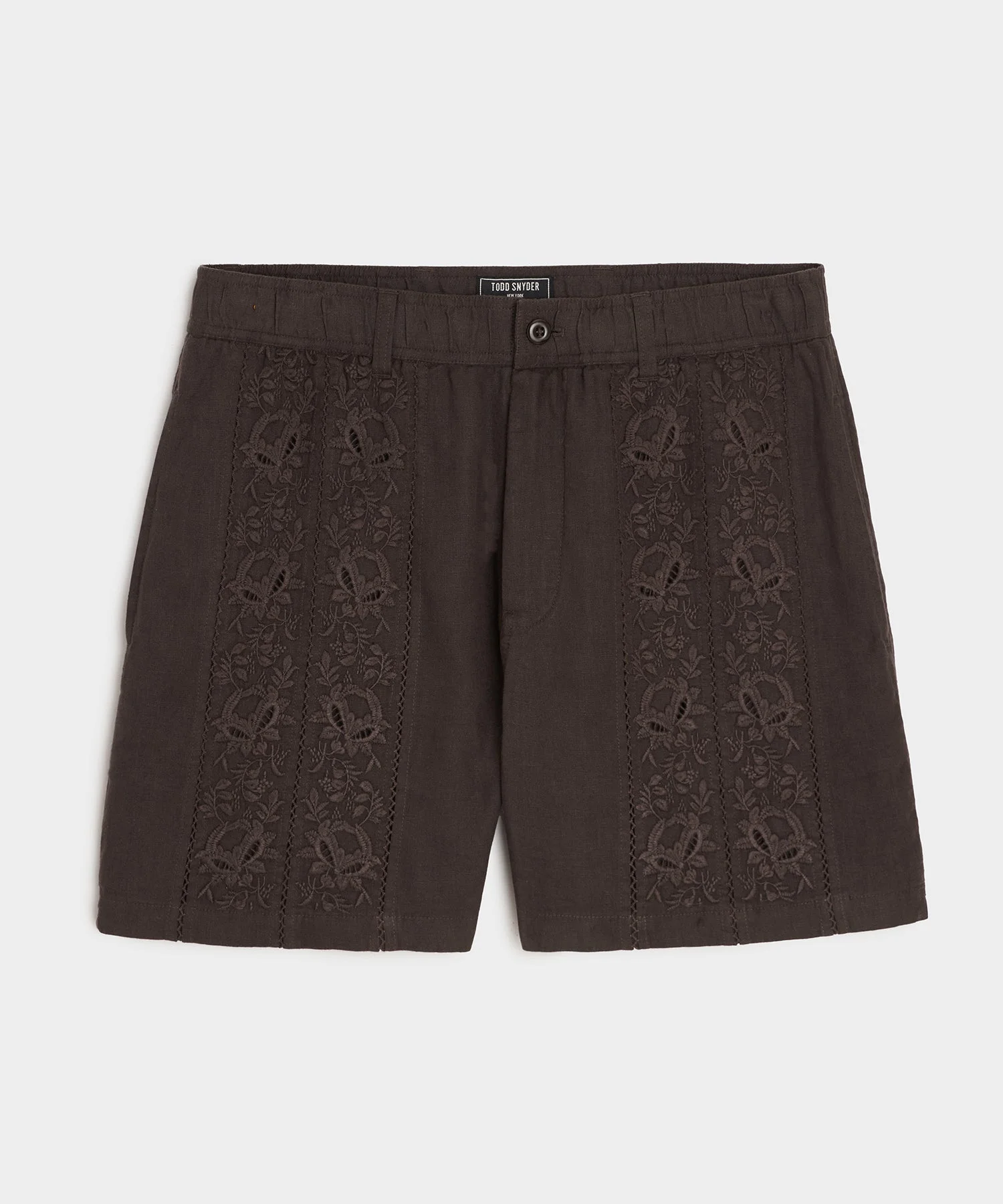 5" Embroidered Linen Beachcomber Short - 1