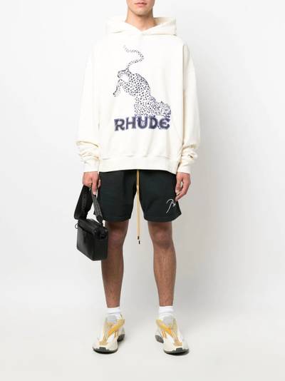 Rhude leopard logo-print hoodie outlook