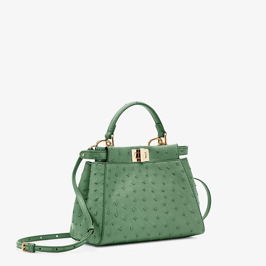 Green ostrich leather bag - 2