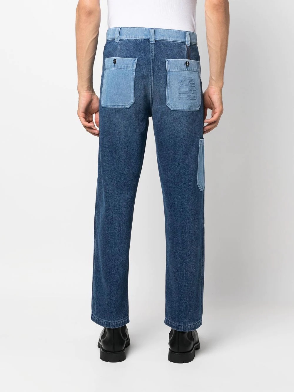 patchwork straight-leg jeans - 4