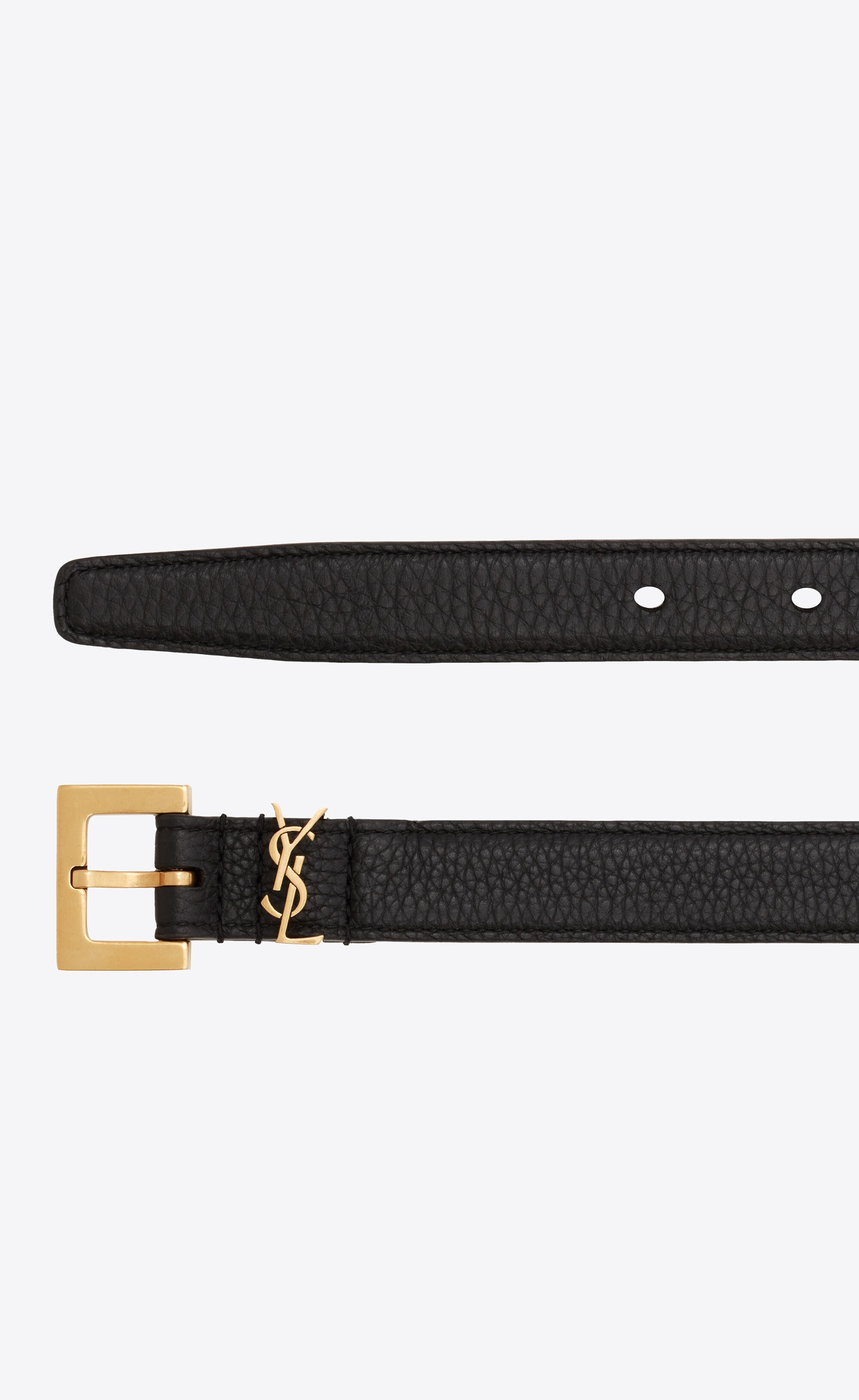 cassandre thin belt with square buckle in grained leather - 2
