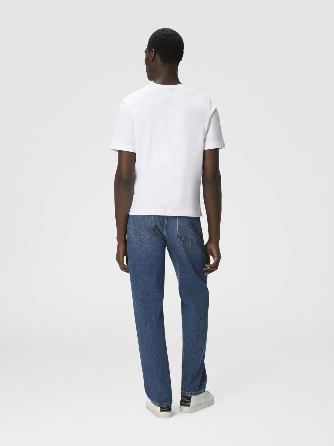 Crew Neck T-Shirt in Cotton with Embroidery and Logo - 3