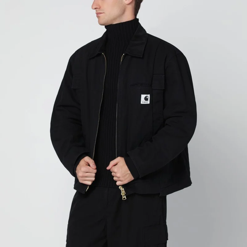 Black cotton zip jacket - 1
