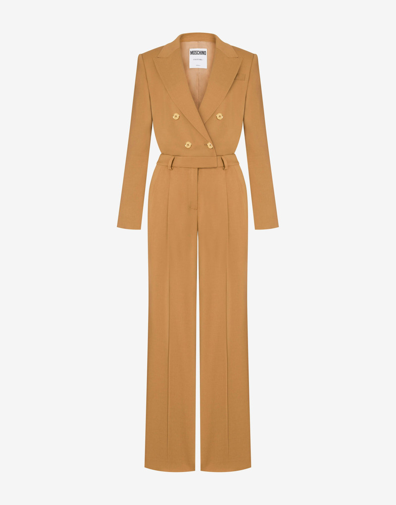 STRETCH VISCOSE DIAGONAL JUMPSUIT WITH GOLD BUTTONS 1