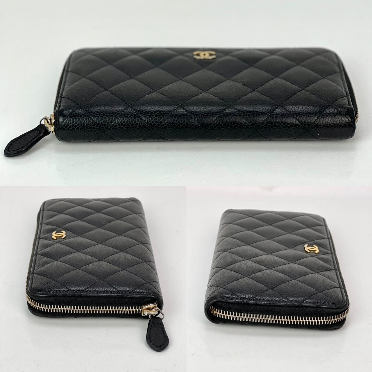 Chanel Caviar Quilted Large Gusset  Zip Around Black Wallet - 4