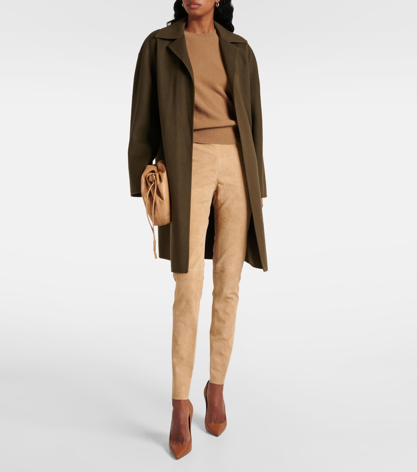 Mid-rise suede leggings - 2