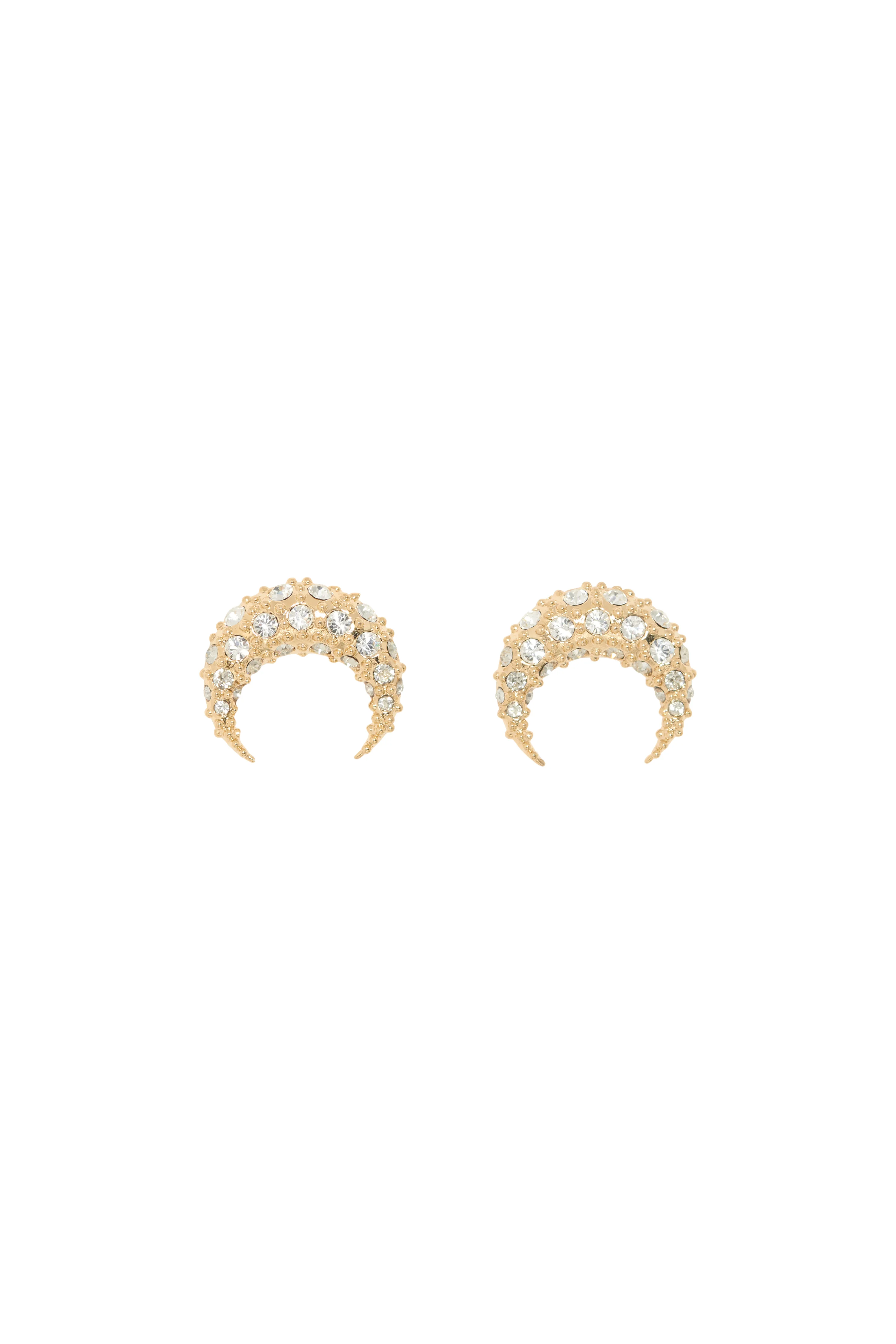 Rhinestone Gold Plated Moon Studs - 1