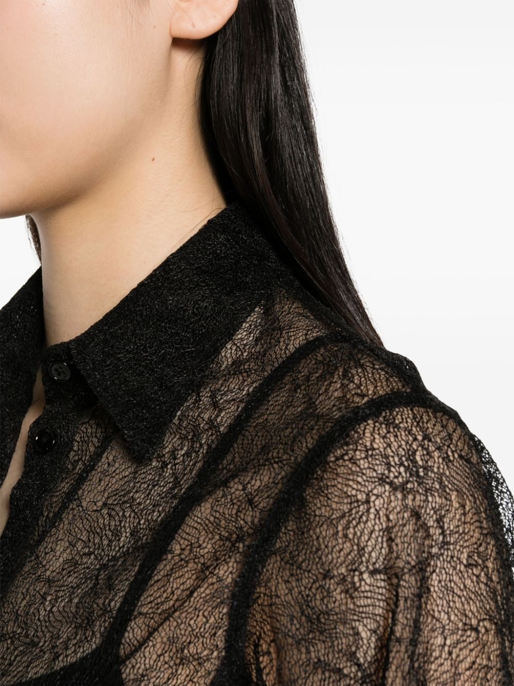 semi-sheer mesh-design shirt - 5