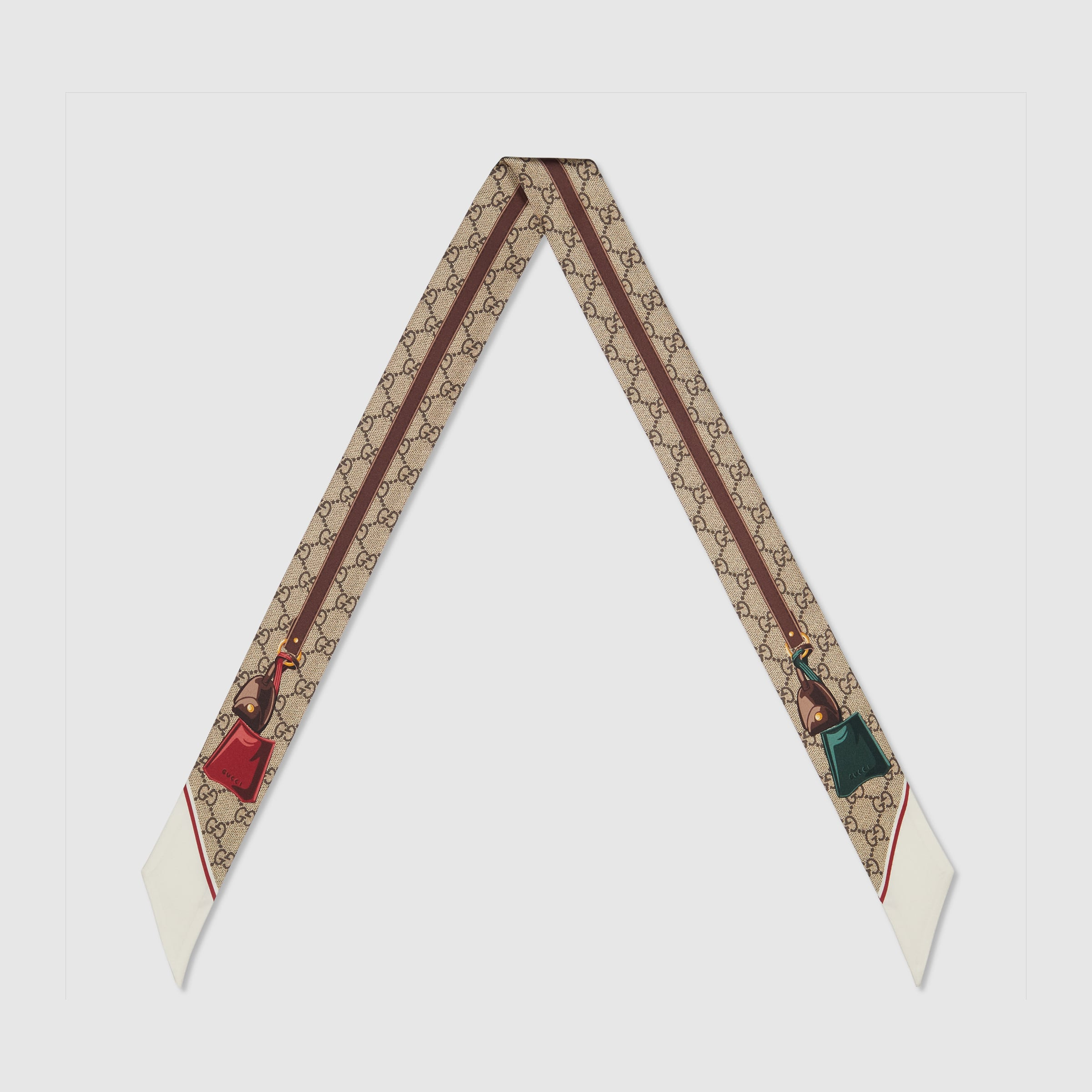 GG Gucci valigeria print silk neck bow - 4