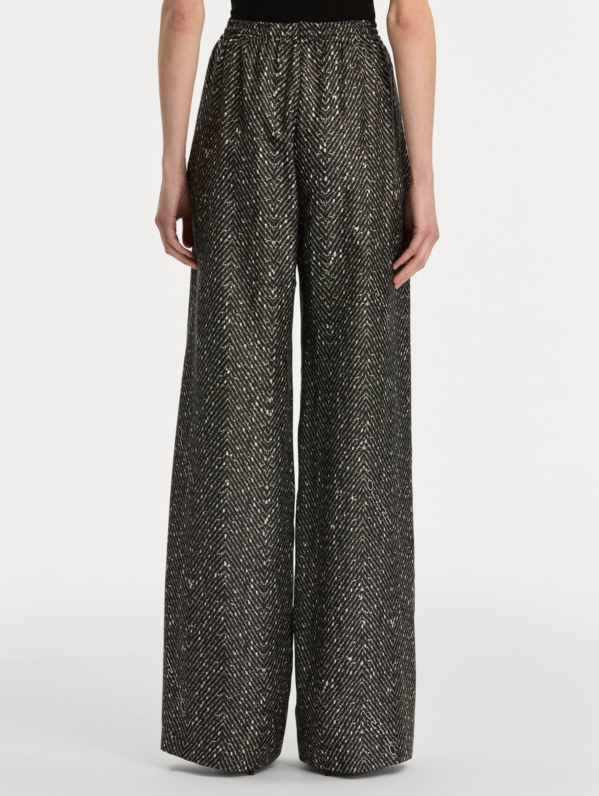CHEVRON SILK TWILL DRAWSTRING PANT - 3