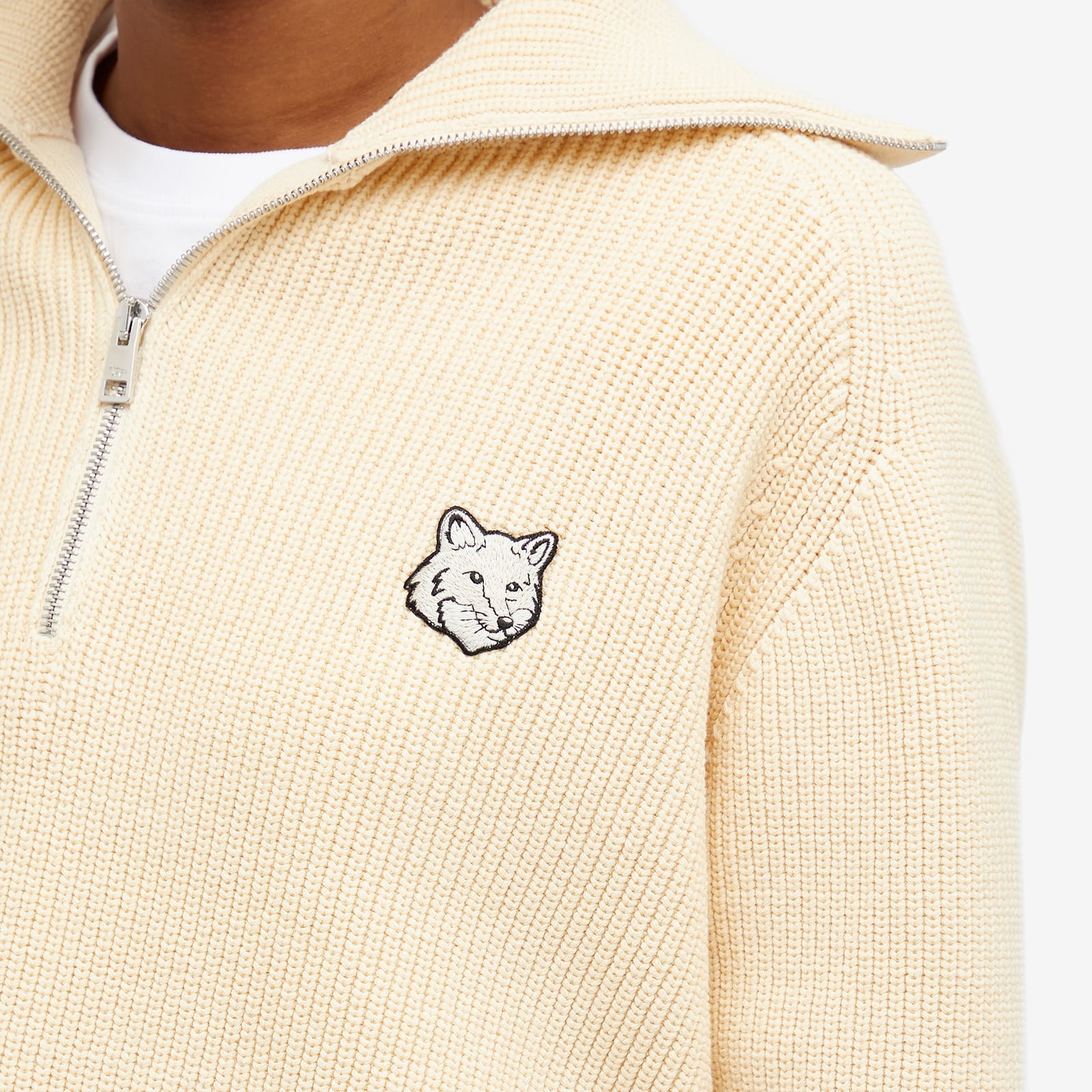 Maison Kitsune Bold Fox Head Patch Half Zip Jumper - 5