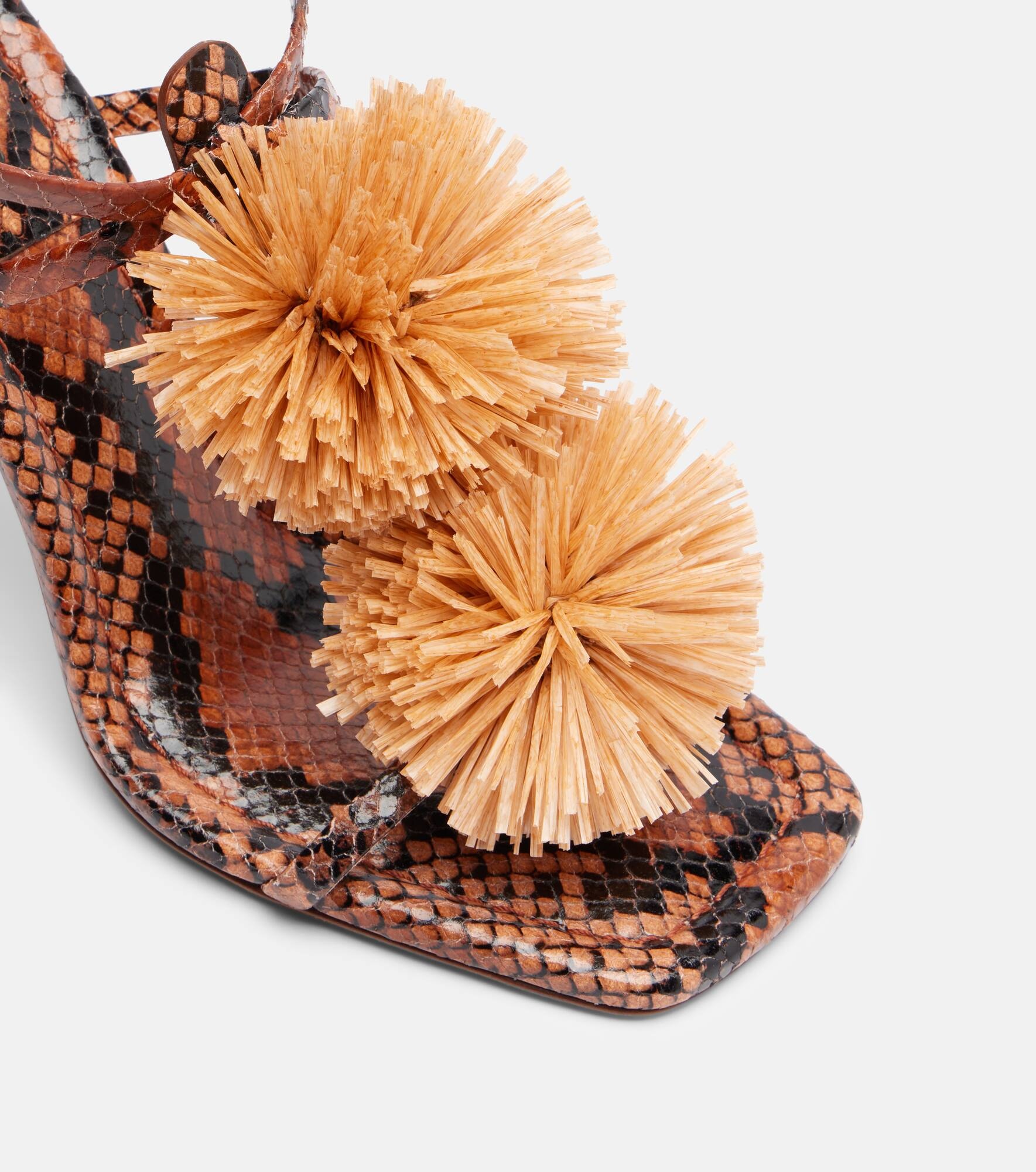 Isolde raffia-trimmed leather sandals - 5