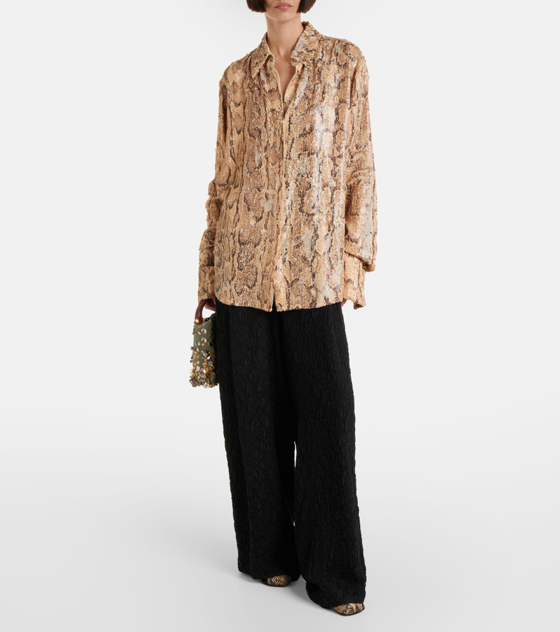 Dries Van Noten Sequined snake-effect shirt outlook