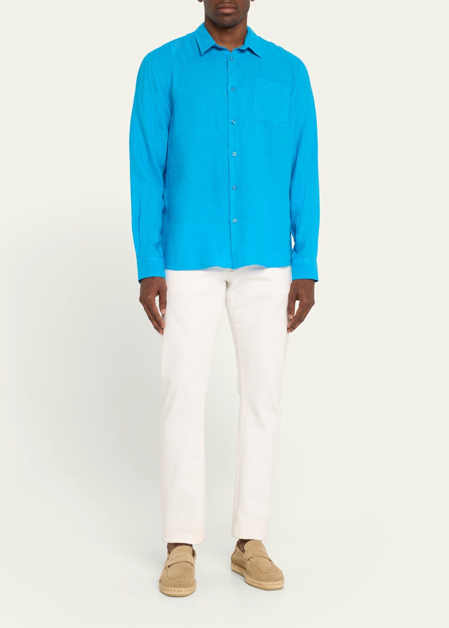 Men's Caroubis Solid Linen Sport Shirt - 2