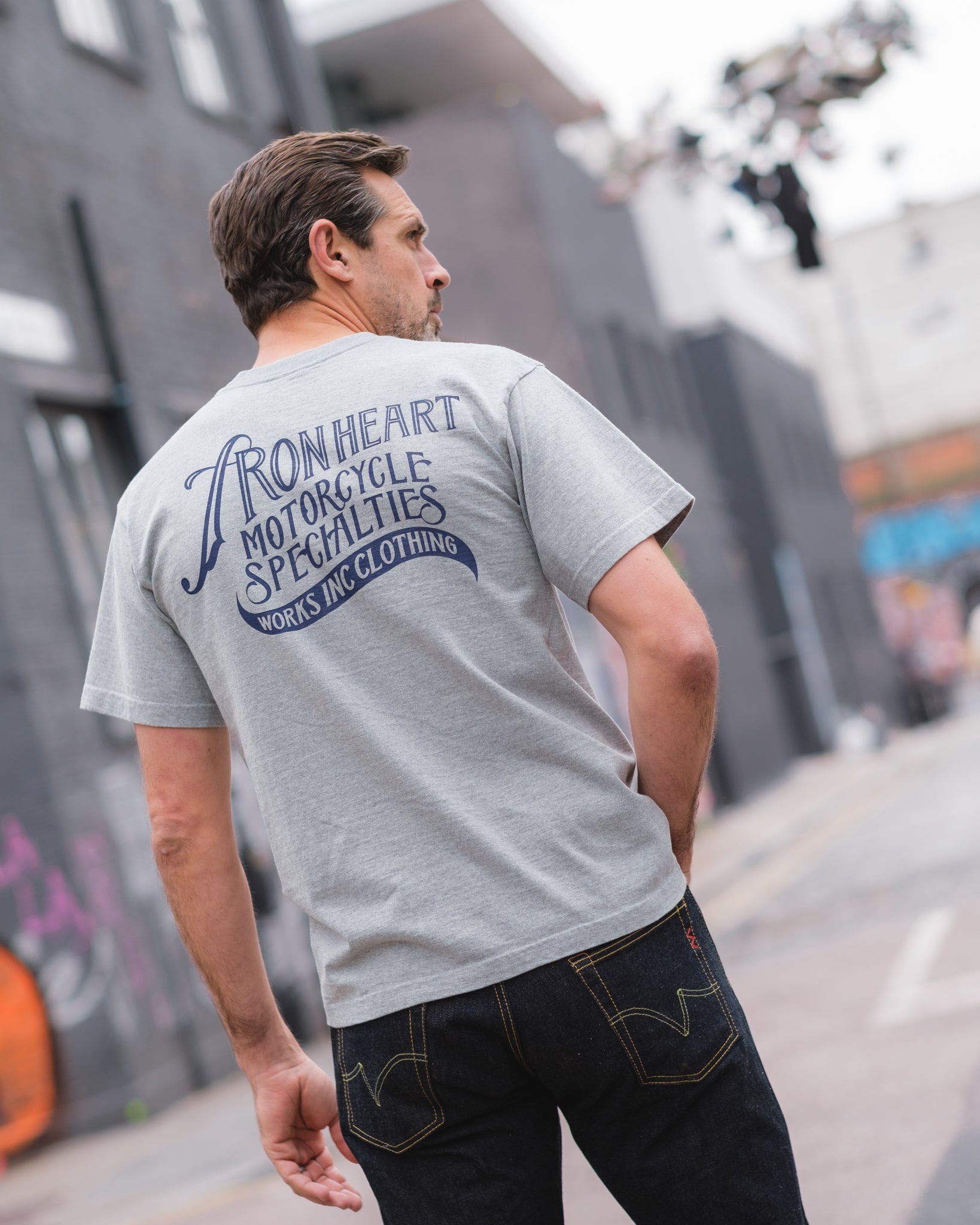 7.5OZ PRINTED LOOPWHEEL CREW NECK T-SHIRT - GREY - 4