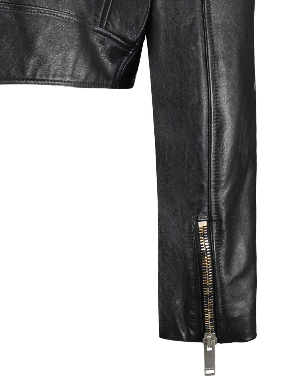 cropped biker leather jacket - 4