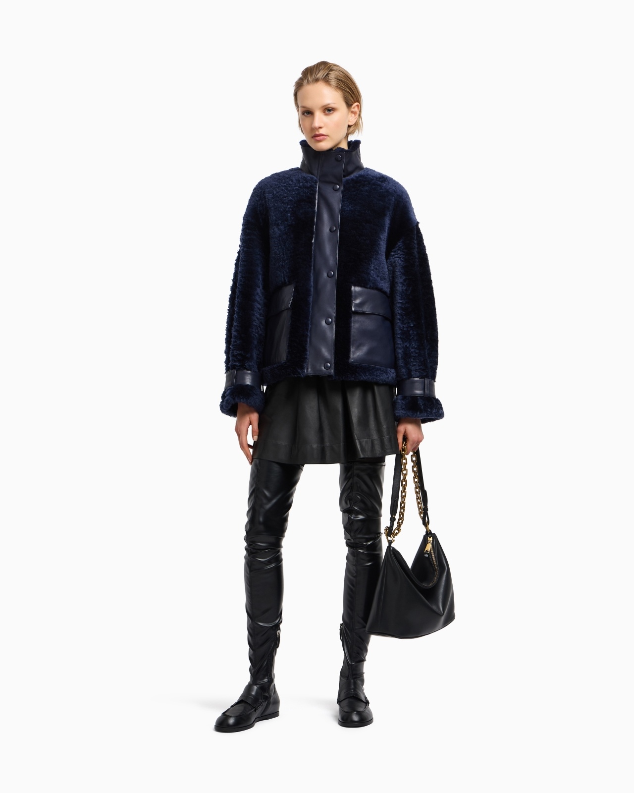 LAMB SHEARLING SHEEPSKIN WITH NAPPA-LEATHER DETAILS - 2
