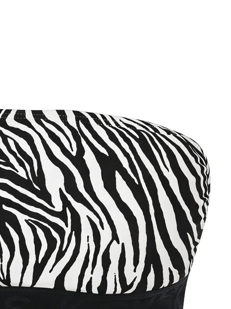 MICHAEL KORS Bandeau zipped-back zebra-print bikini top outlook