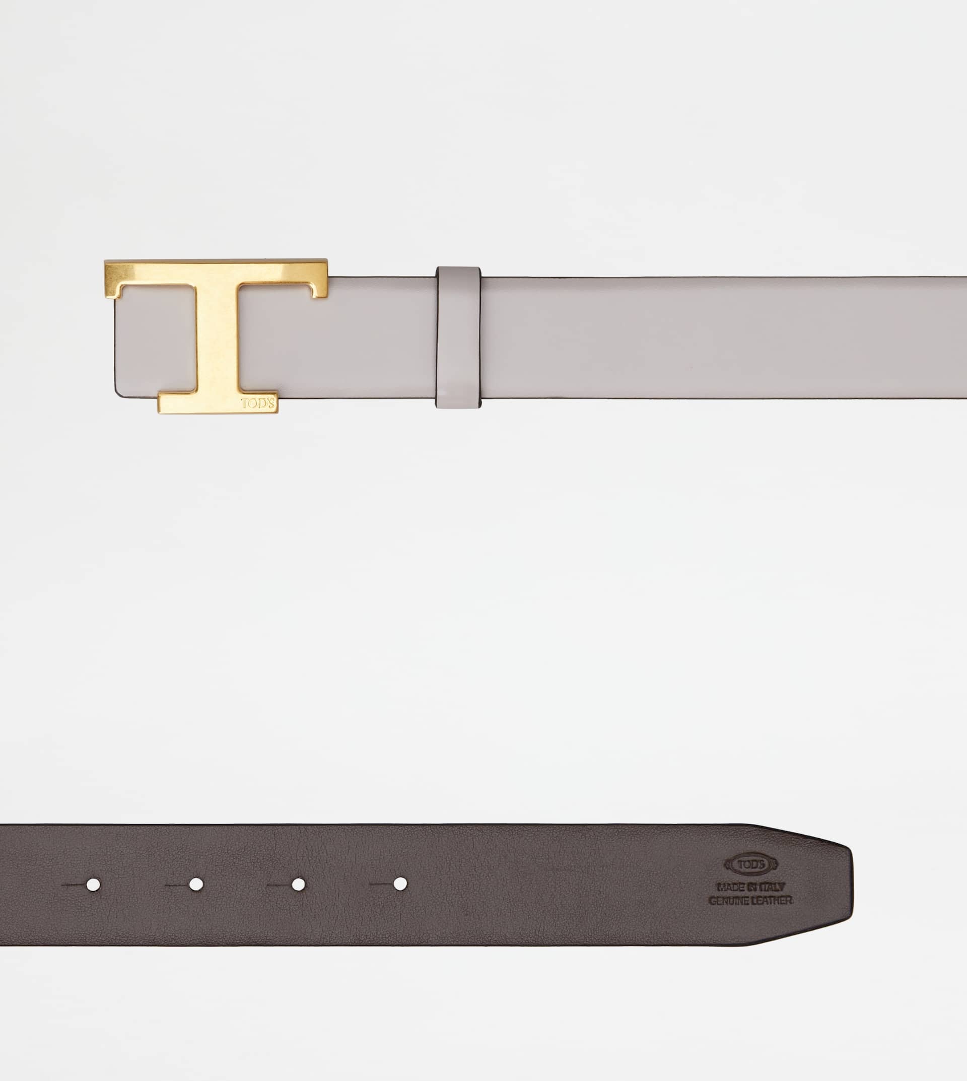 T TIMELESS REVERSIBLE BELT IN LEATHER - GREY, BROWN - 3