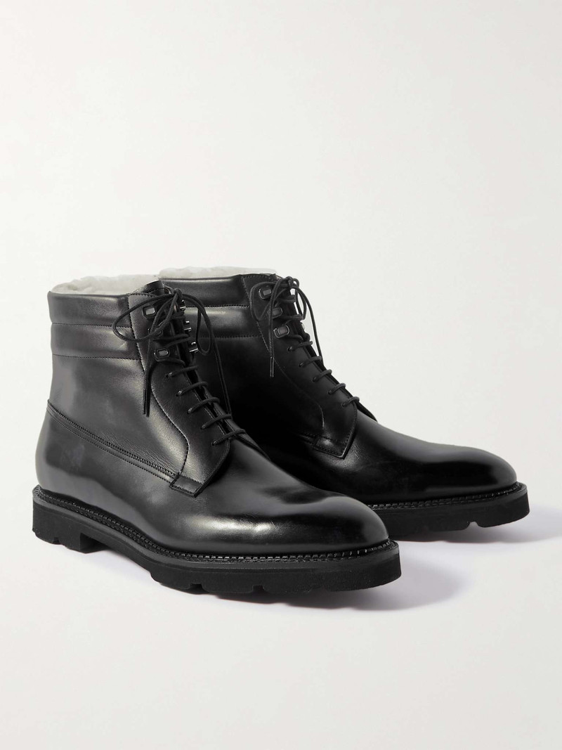 Adler Faux Shearling-Lined Polished-Leather Boots 4