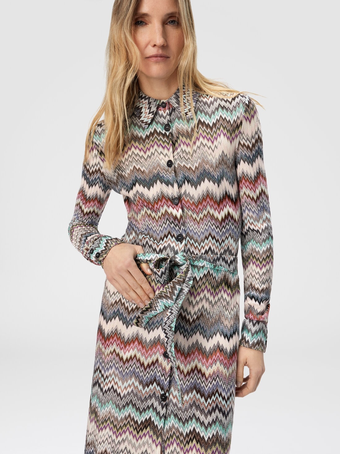 Shirt Dress with Snake Pattern - 4