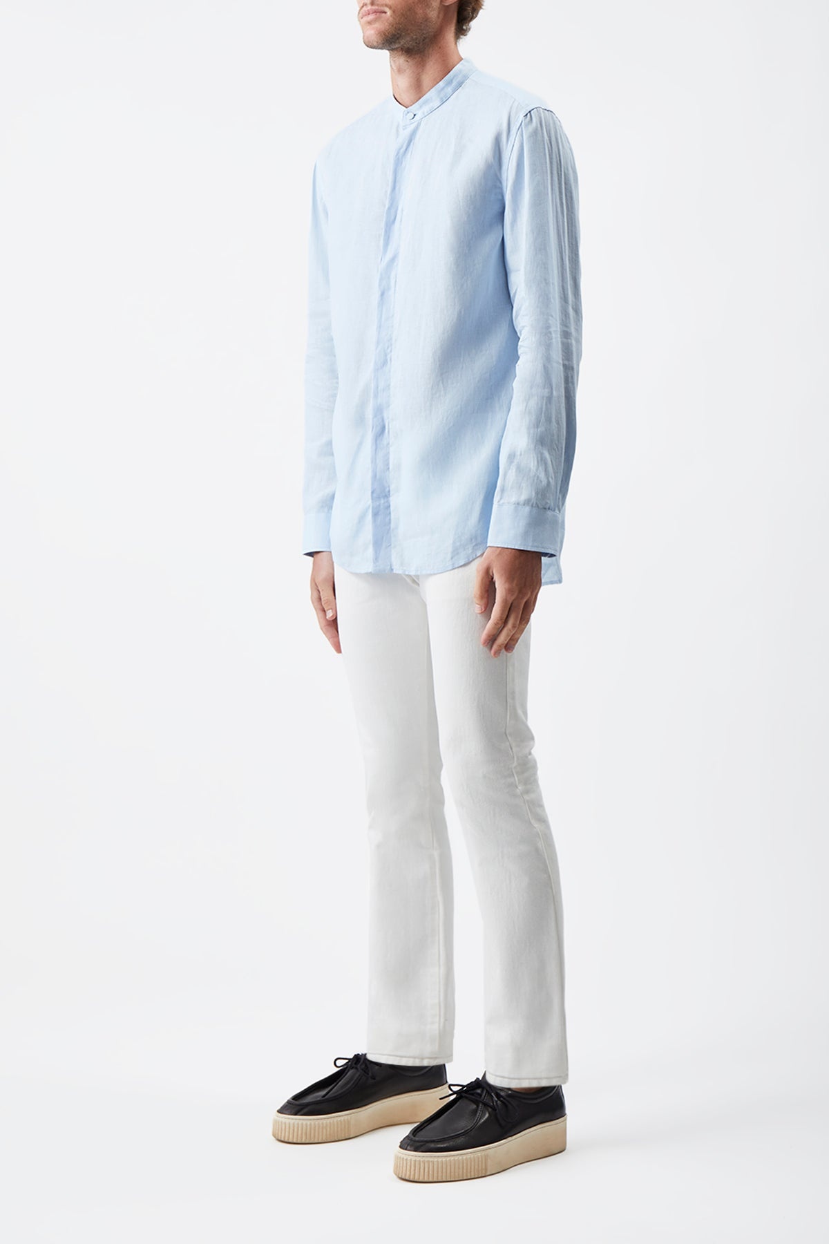 Ollie Shirt in Light Blue Linen - 3