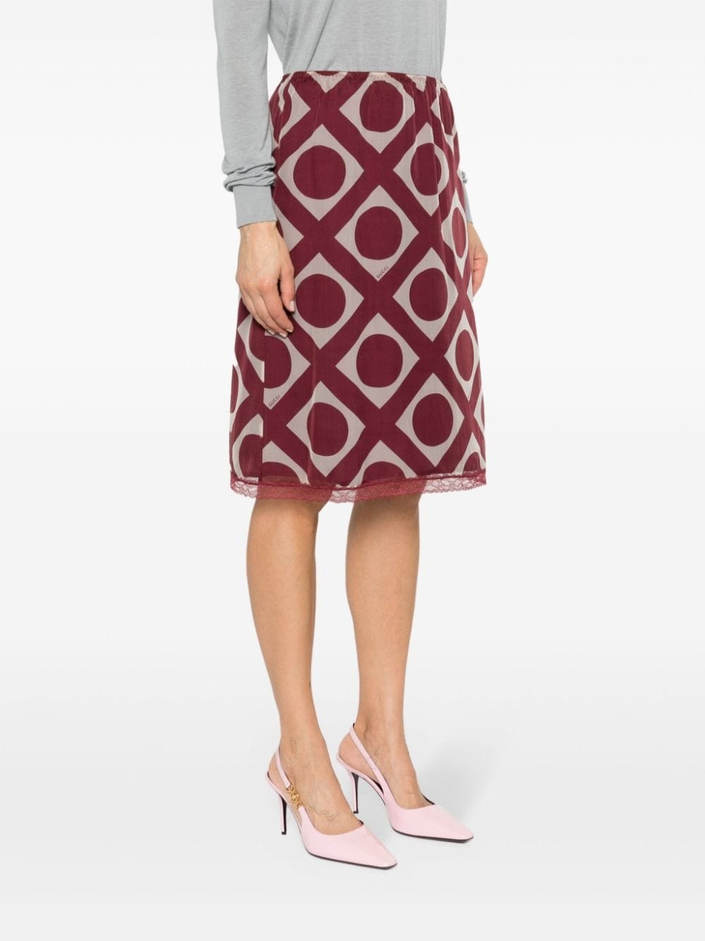 optical-print midi skirt - 3