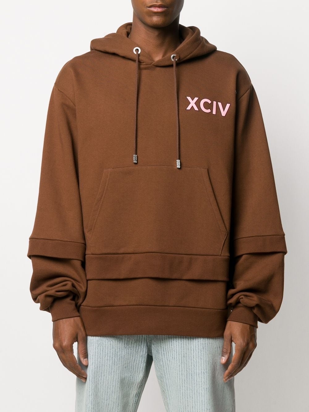 logo print layered hoodie - 4