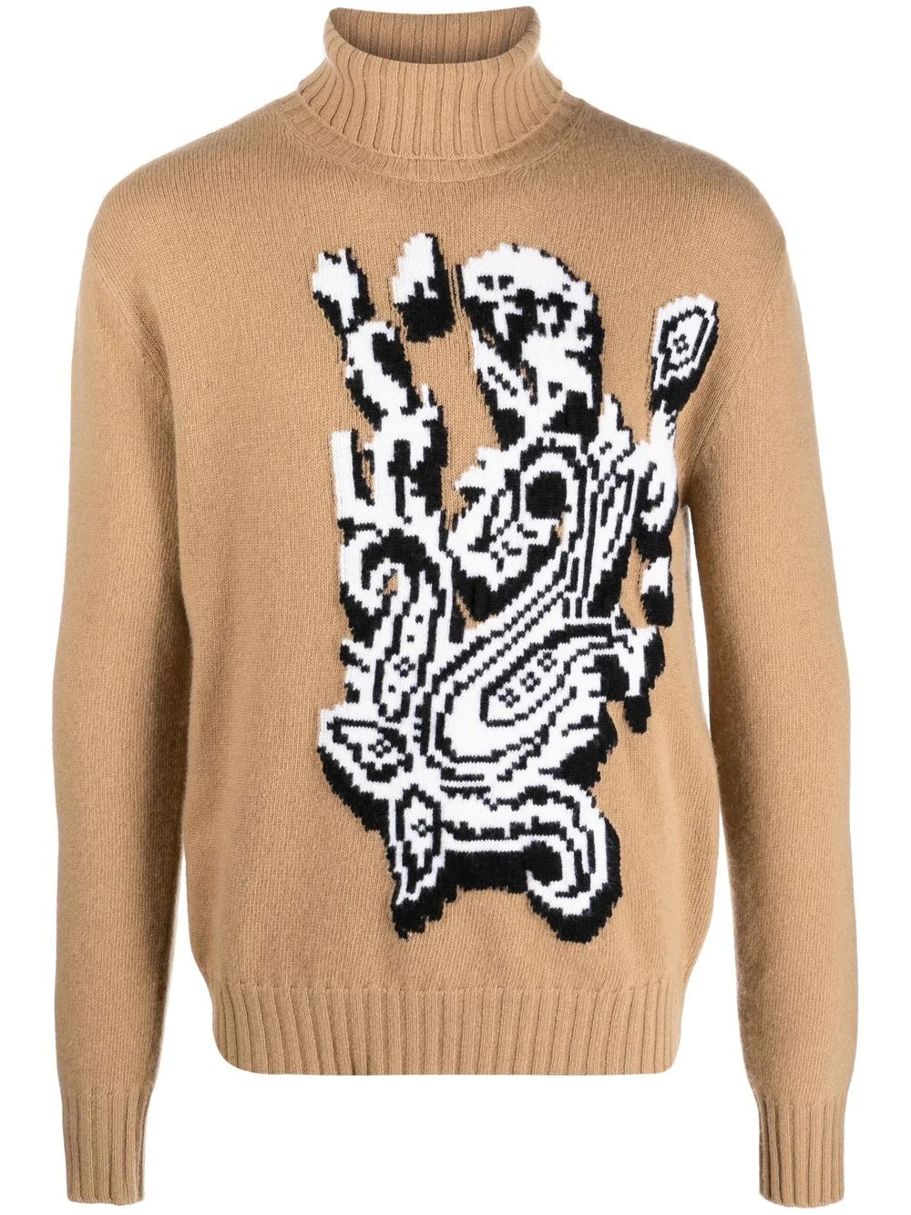 pixelated-graphic jacquard wool  jumper - 1