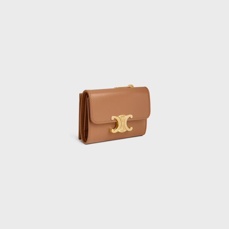 CELINE COMPACT WALLET WITH COIN TRIOMPHE in Shiny calfskin outlook