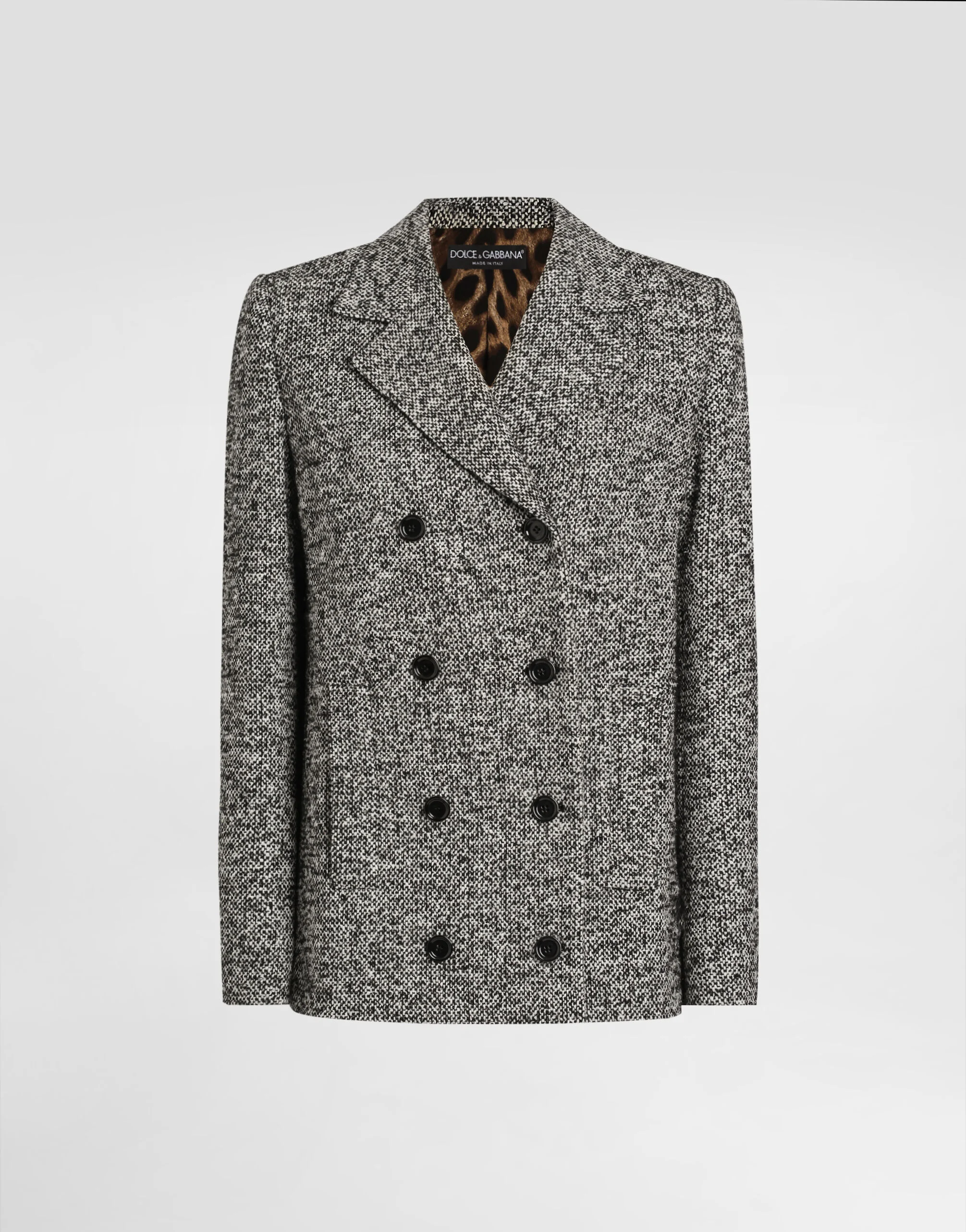 Short double-breasted coat in dotted wool blend - 1