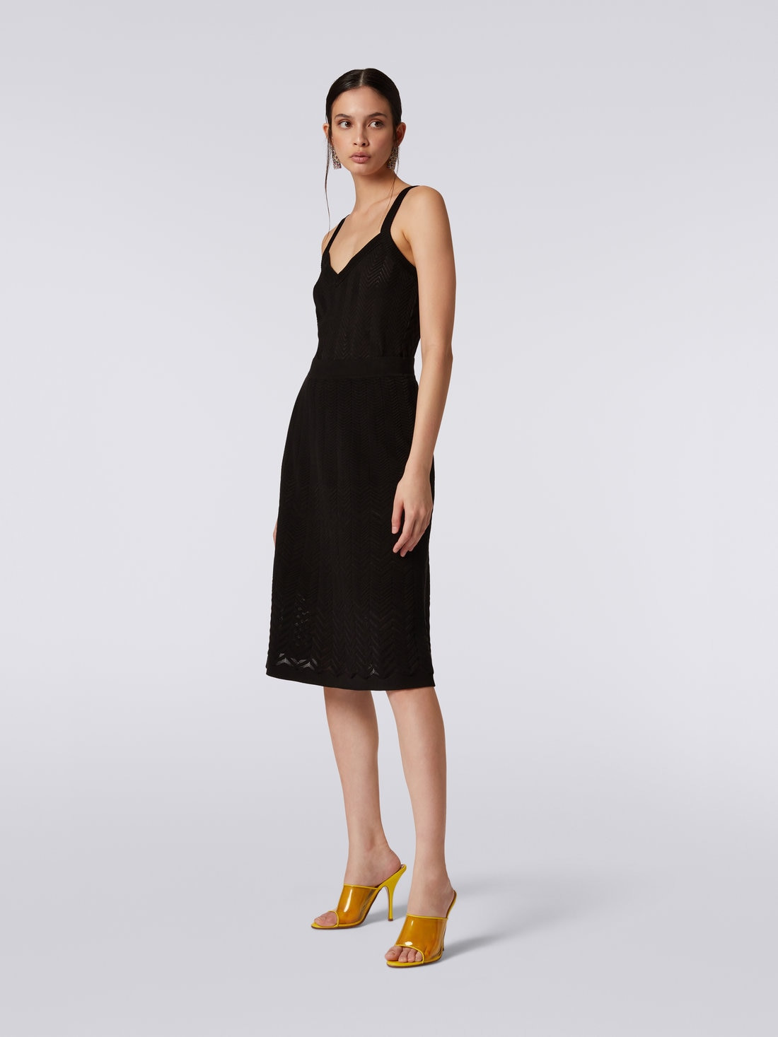 Wool longuette skirt with tone-on-tone zigzag - 3