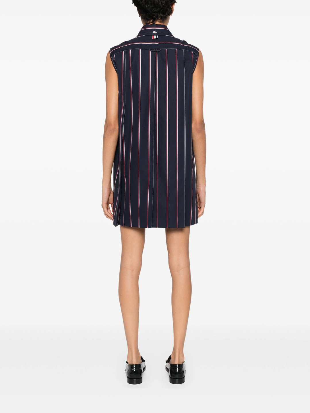 Mini Wide Pleat Sleeveless Shirt Dress - 4