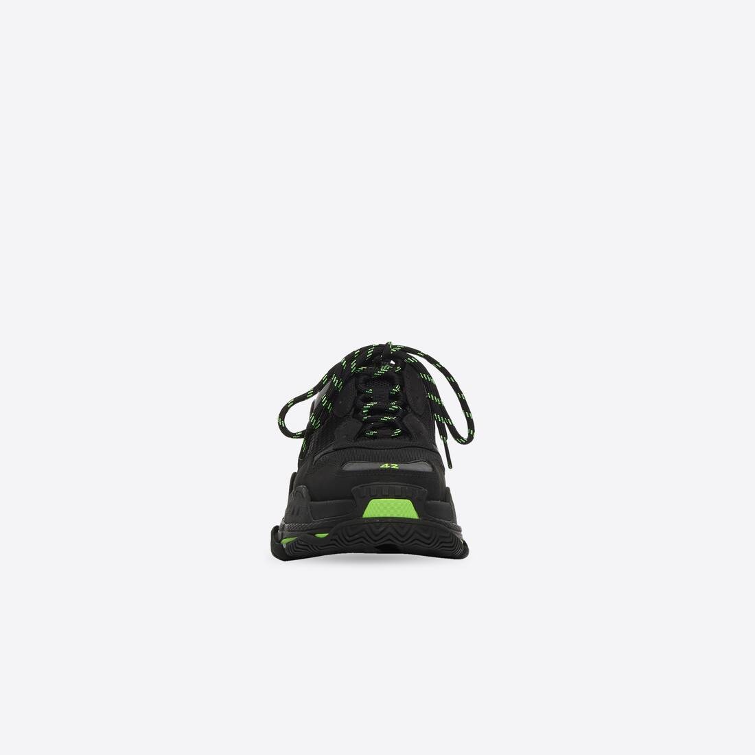 Men's Triple S in Black/fluo Green - 3