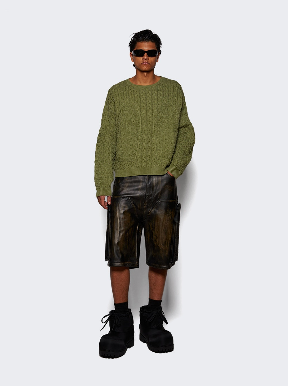 Lagoon Cable Knit Sweater Olive - 5