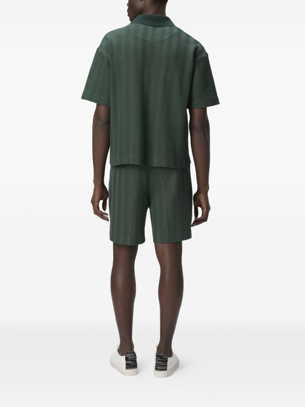 pleated herringbone shorts - 3