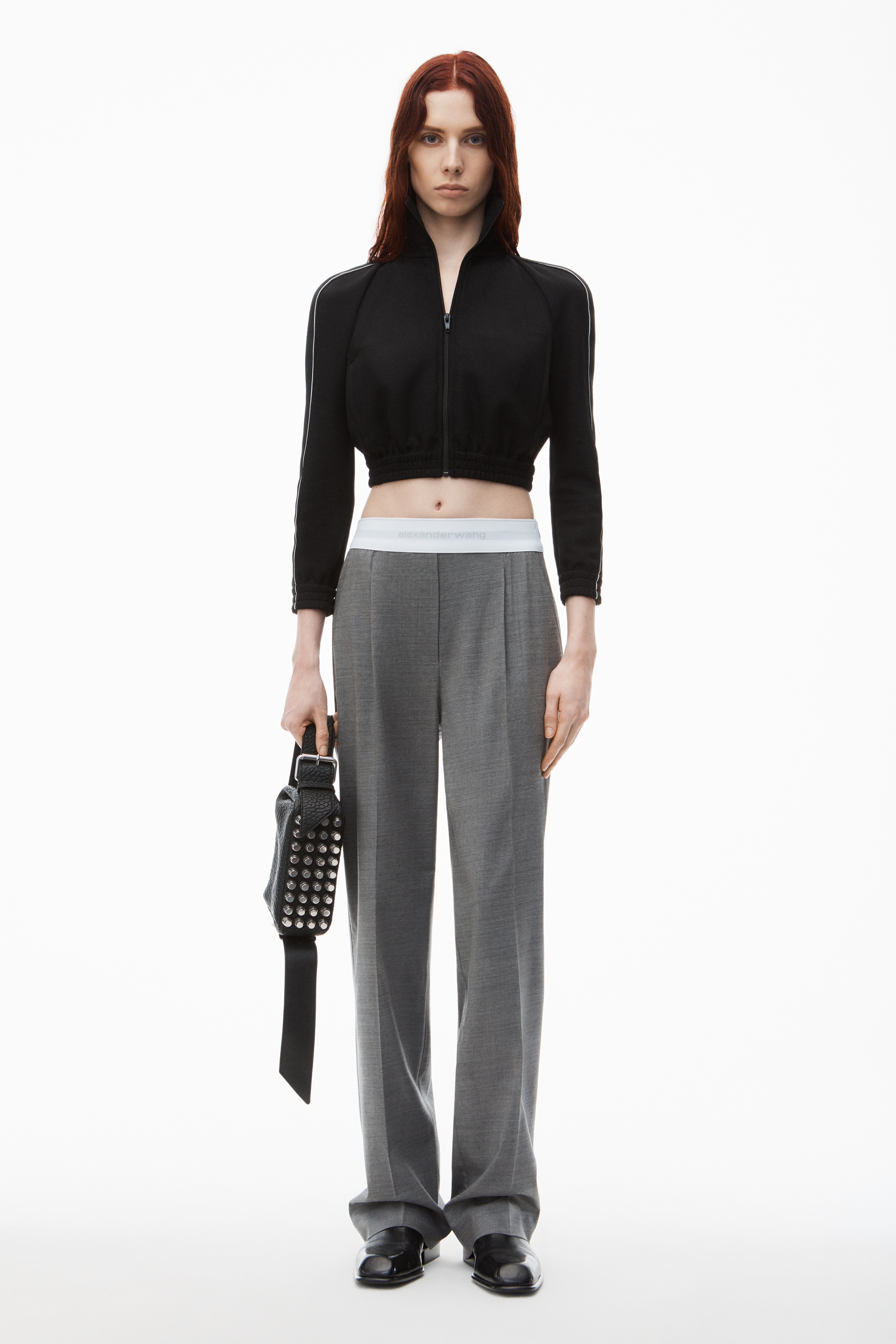 High-Waist Pleated Pant with Logo Elastic - 2