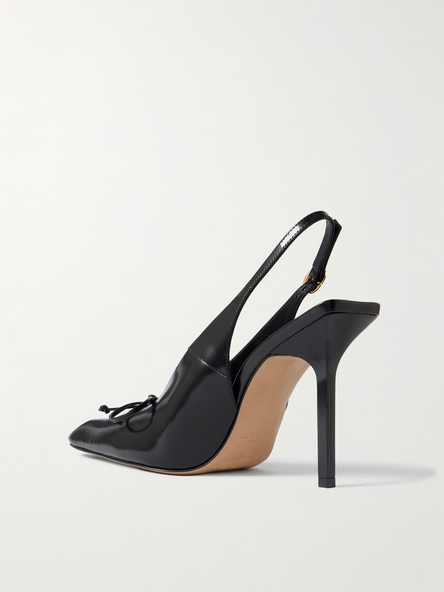 Cubisto bow-detailed leather slingback pumps Black - 3