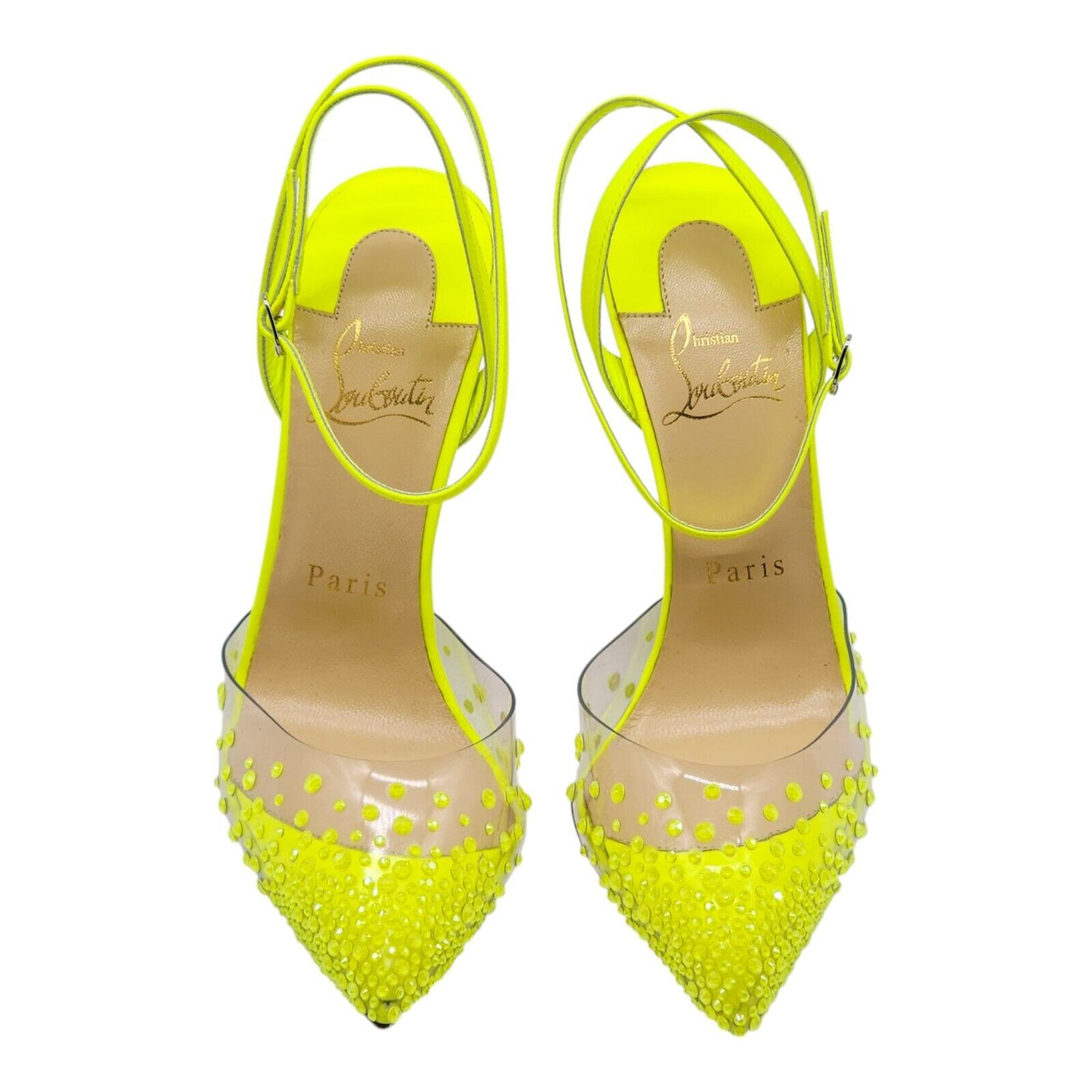 Christian Louboutin Spikaqueen Crystal Pumps 100MM - Leather - Yellow 36.5 6US - 4
