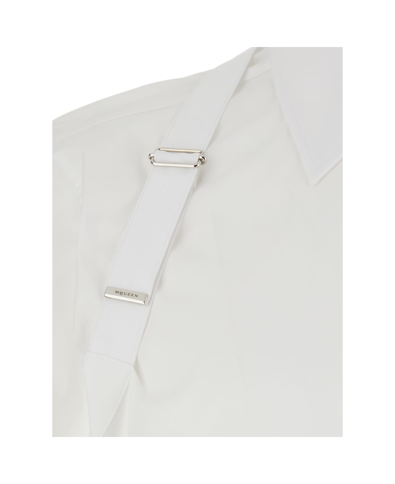 'harness' White Shirt With Clasic Collar And Strap Detail On The Sleeve In Cotton Man - 3
