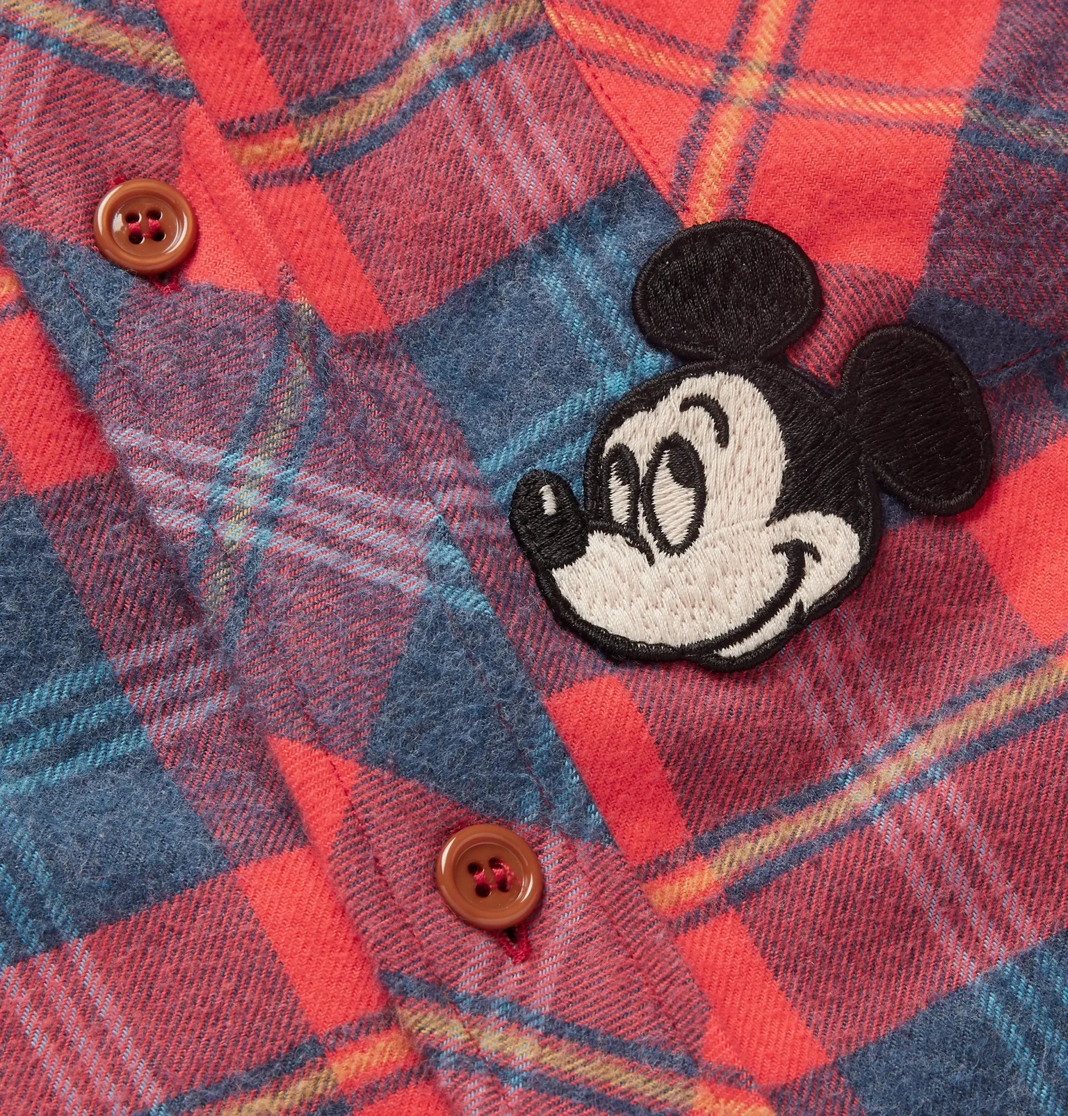 + Disney Appliquéd Padded Checked Cotton-Flannel Overshirt - 3