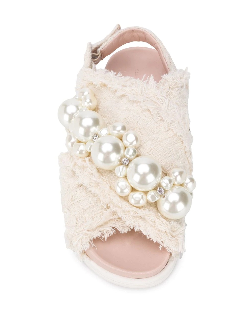 pearl-embellished crossover sandals - 4