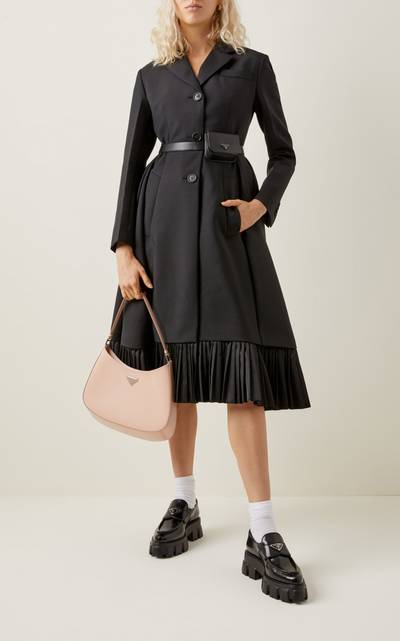 Prada Pleat-Detailed Mohair-Wool Overcoat black outlook