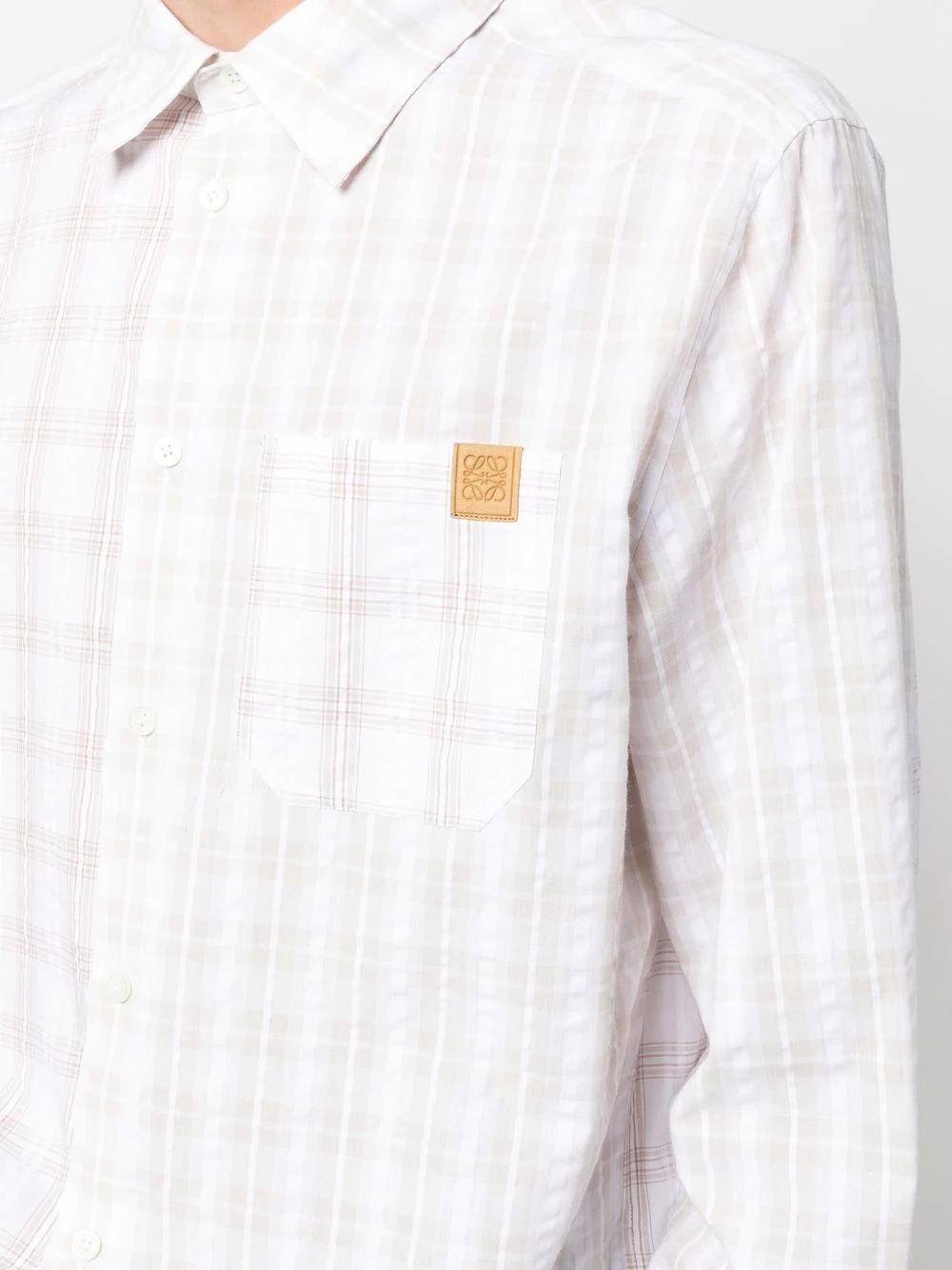 plaid-check print logo shirt - 5