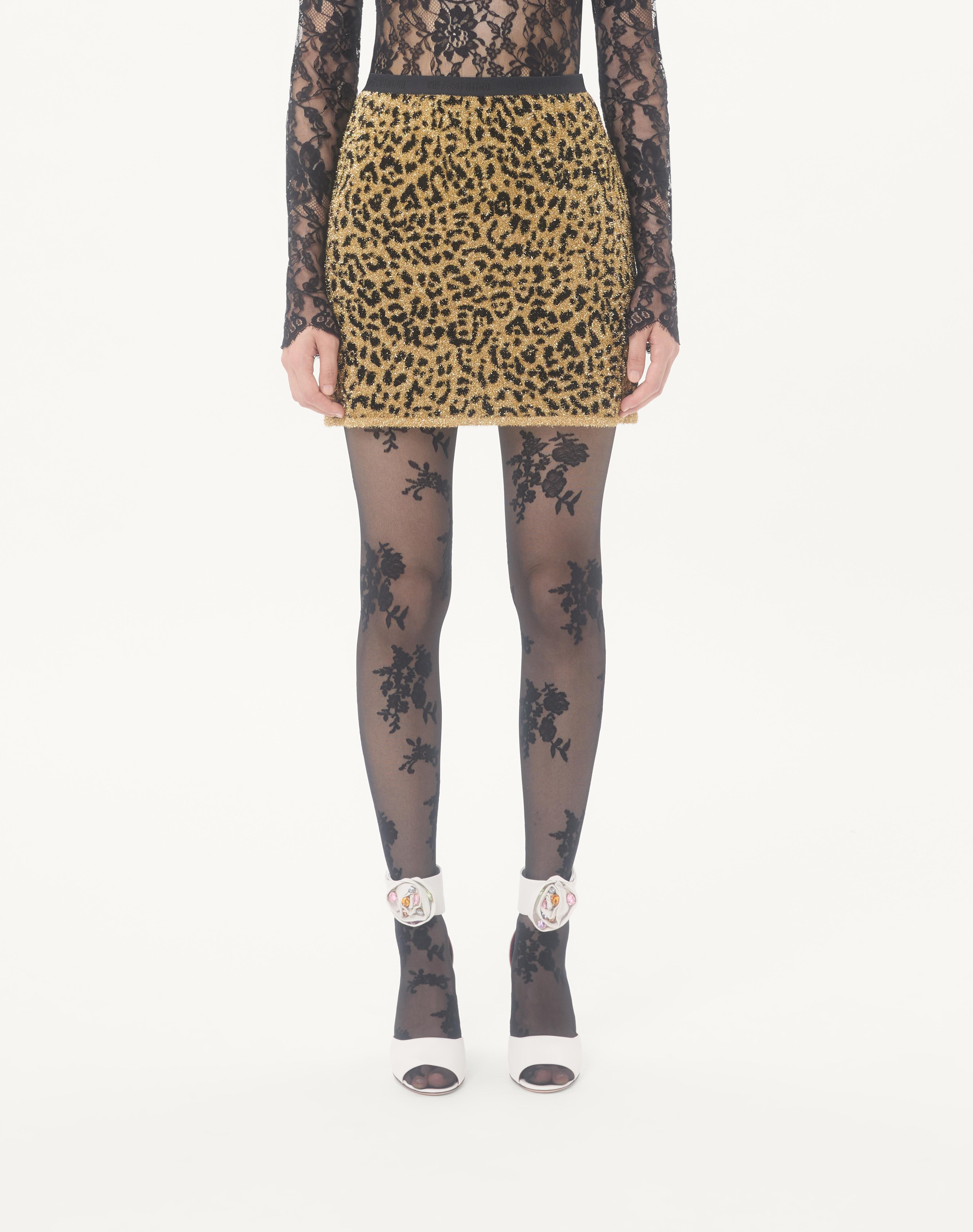 JACQUARD ANIMAL PRINT LUREX KNIT SKIRT - 3