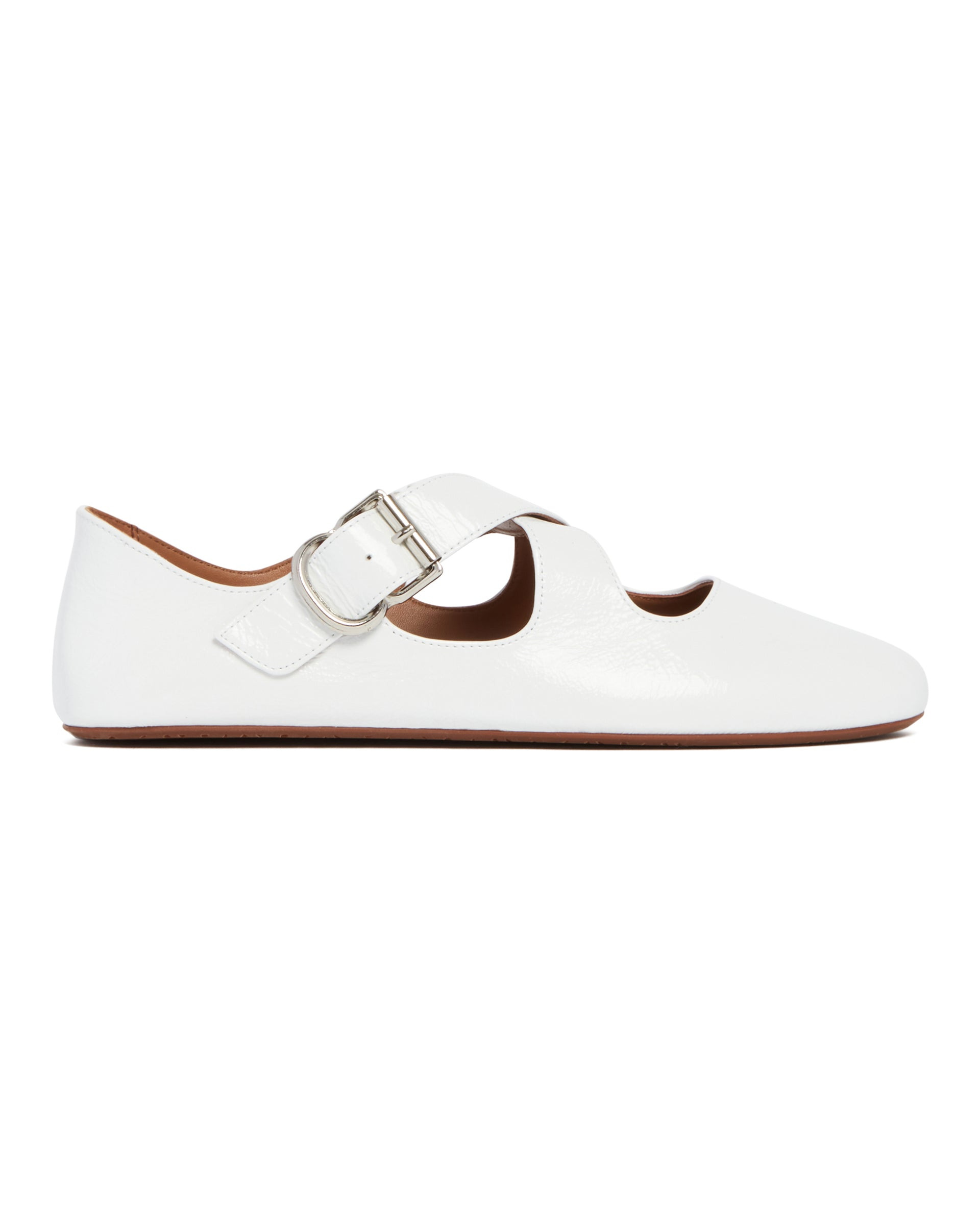White Criss Cross Ballet Flats - 2