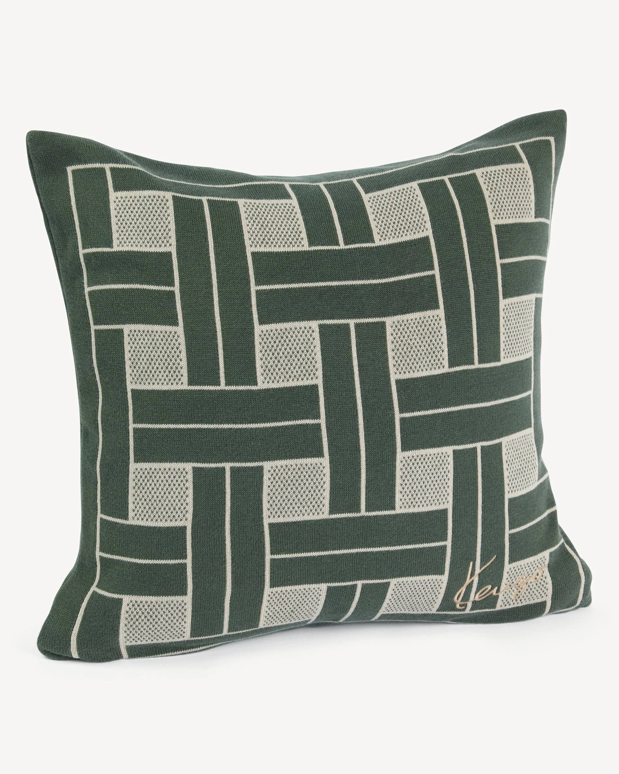 'KENZO Weave' embroidered knit cushion cover - 1