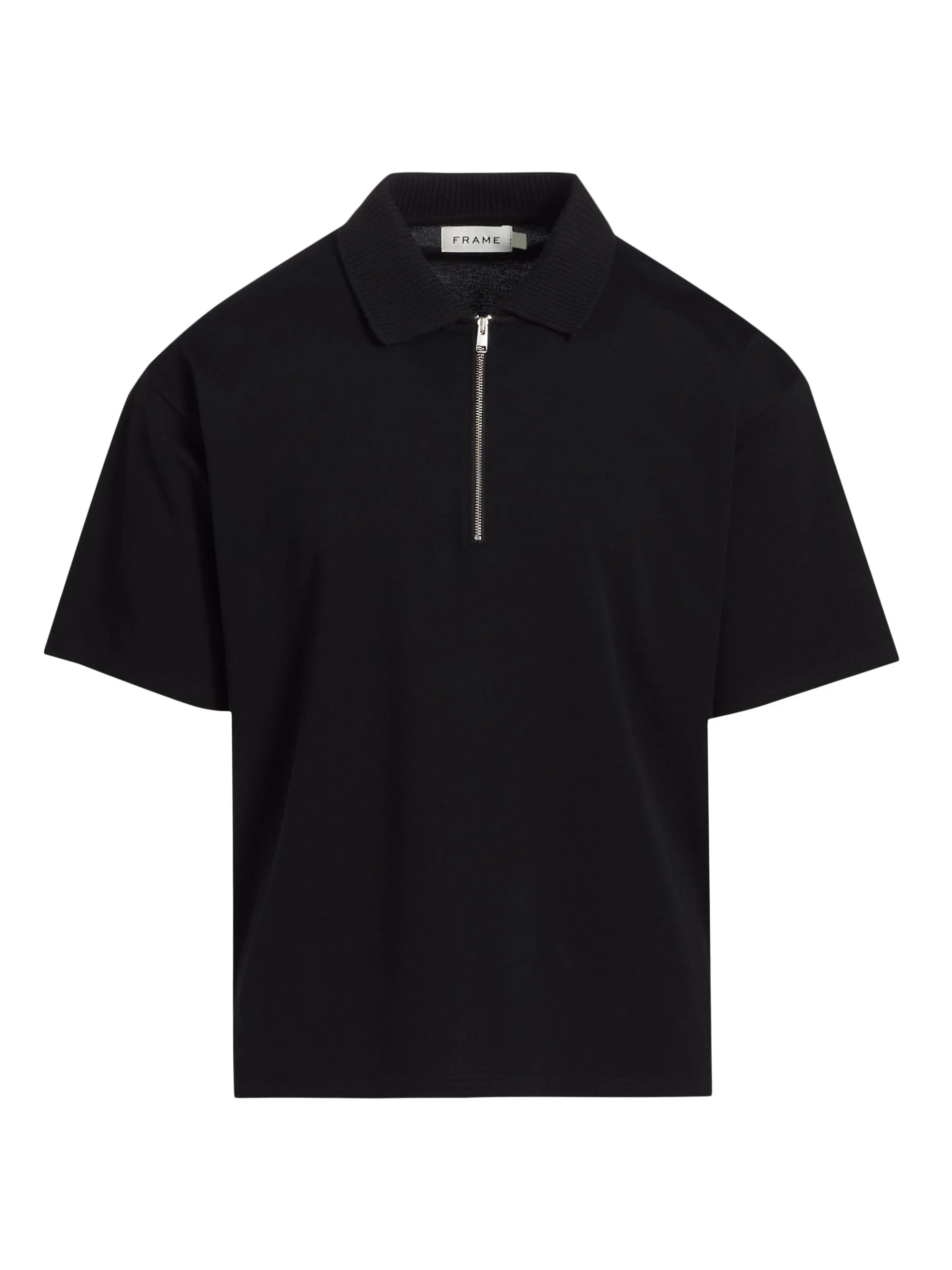 Men's Knit Quarter-Zip Polo Shirt - Black - 1
