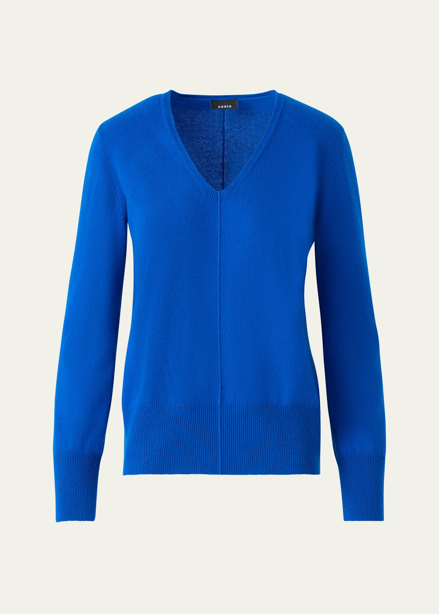 V-Neck Pure Cashmere Knit Sweater - 1