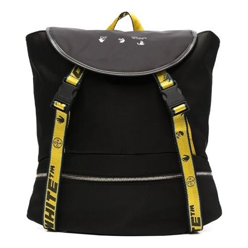 Men's Off-White 21 logo Printing Series Functional backpack schoolbag Black OMNB036S21FAB0011001 - 1